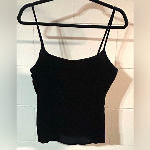 Eileen Fisher Black Silk Velvet Spaghetti Strap Tank Top Minimalist Quiet Luxury - Picture 3 of 9